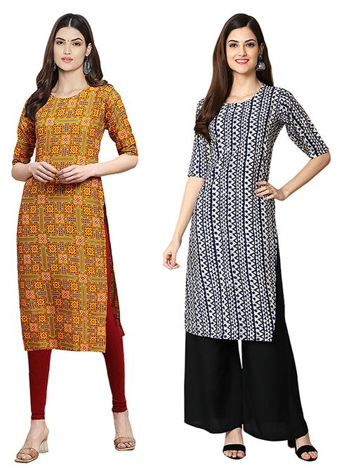 pack of 2 printed straight kurta - 19305328 - Very Small Image - 1
