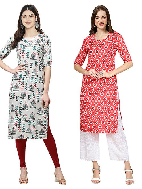 pack of 2 printed straight kurta - 19305335 - Very Small Image - 1