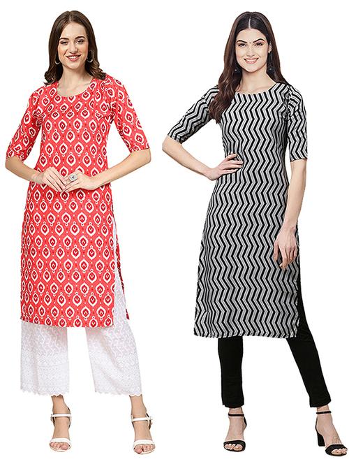 pack of 2 printed straight kurta - 19305341 - Very Small Image - 1