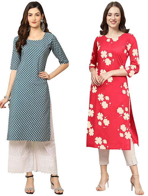 pack of 2 printed straight kurta - 19305364 - Very Small Image - 1