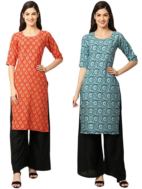 pack of 2 printed straight kurta - 19305388 - Very Small Image - 1