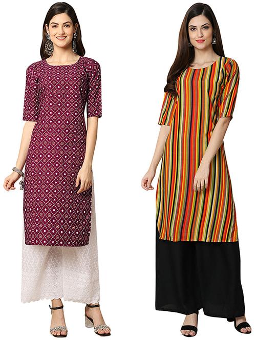 pack of 2 printed straight kurta - 19305392 - Very Small Image - 1