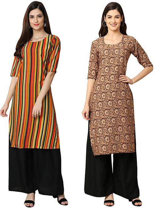 pack of 2 printed straight kurta - 19305401 - Very Small Image - 1