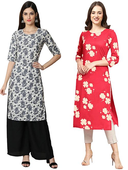 pack of 2 printed straight kurta - 19305407 - Very Small Image - 1
