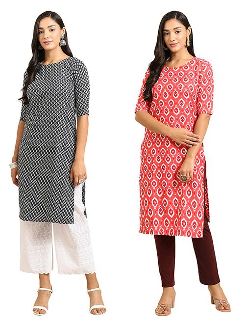 pack of 2 printed straight kurta - 19305434 - Very Small Image - 1