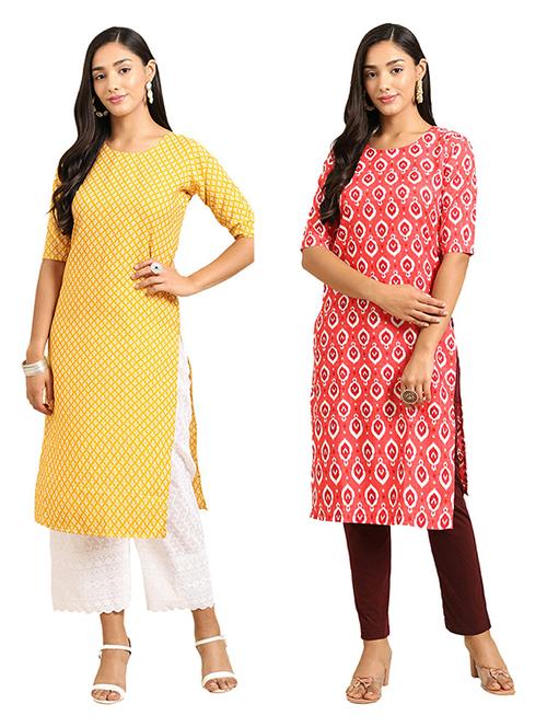 pack of 2 printed straight kurta - 19305451 - Very Small Image - 1