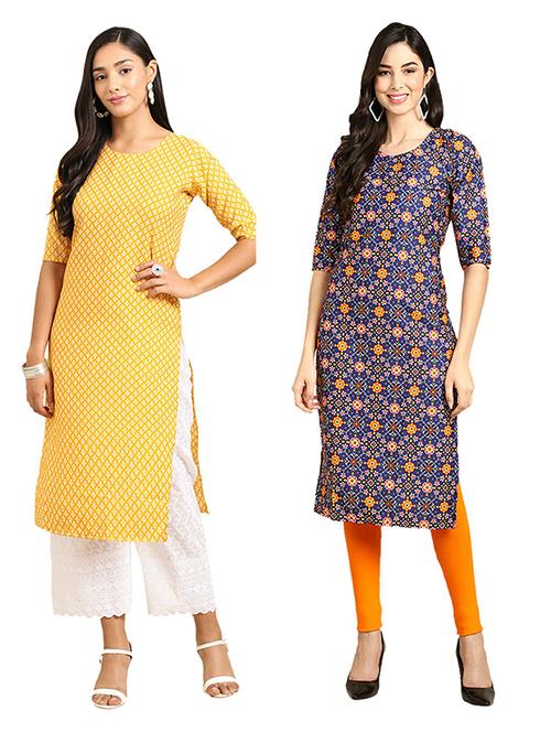 pack of 2 printed straight kurta - 19305455 - Very Small Image - 1