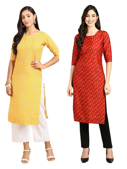 pack of 2 printed straight kurta - 19305456 - Very Small Image - 1