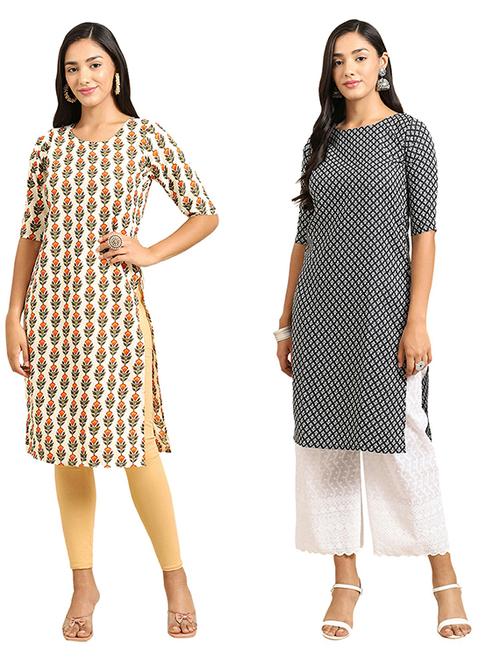 pack of 2 printed straight kurta - 19305463 - Very Small Image - 1