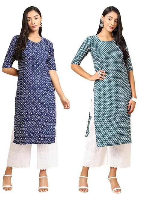 pack of 2 printed straight kurta - 19305468 - Very Small Image - 1