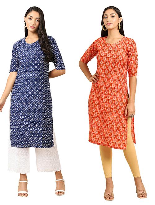 pack of 2 printed straight kurta - 19305470 - Very Small Image - 1