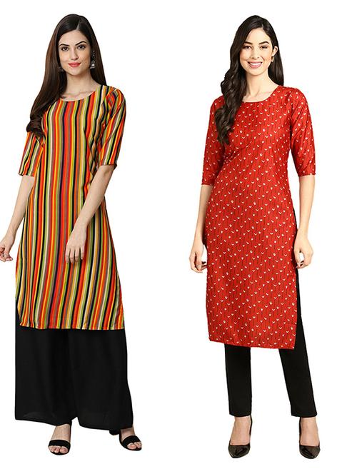 pack of 2 printed straight kurta - 19305489 - Very Small Image - 1
