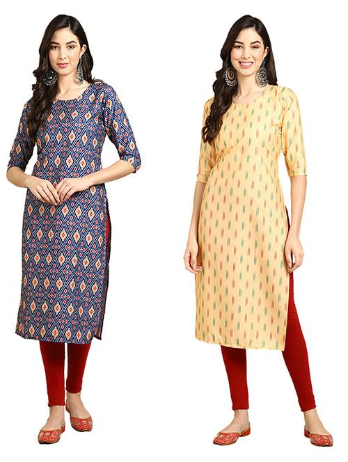 pack of 2 printed straight kurta - 19305498 - Very Small Image - 1