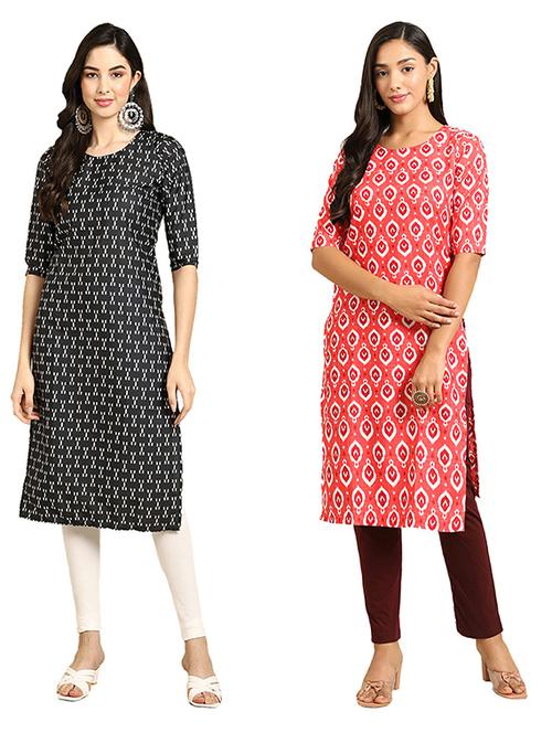 pack of 2 printed straight kurta - 19305505 - Very Small Image - 1