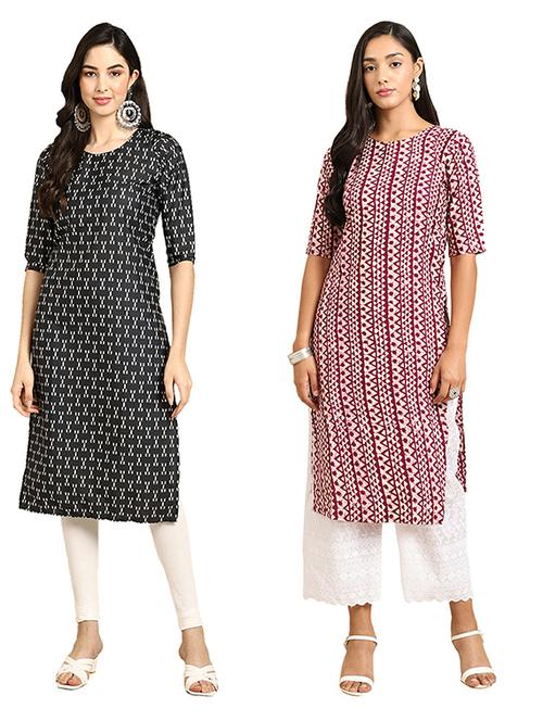 pack of 2 printed straight kurta - 19305506 - Very Small Image - 1