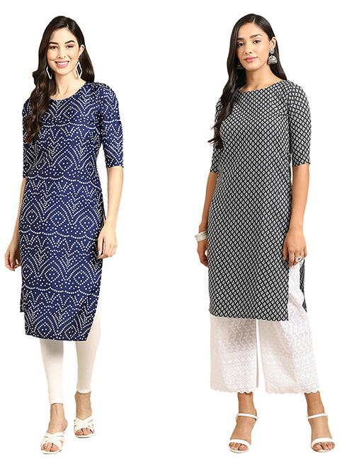 pack of 2 printed straight kurta - 19305512 - Very Small Image - 1