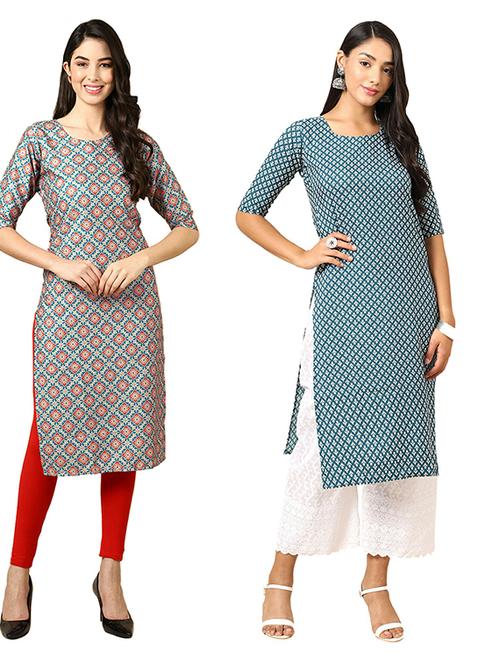 pack off 2 printed straight kurta - 19305533 - Very Small Image - 1