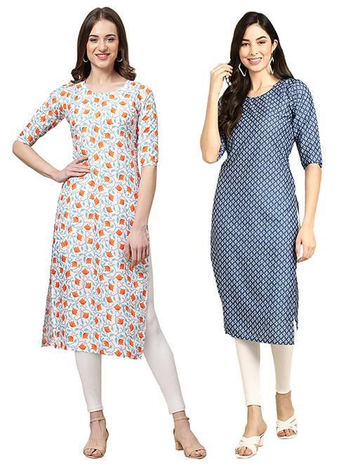pack off 2 printed straight kurta - 19305558 - Very Small Image - 1