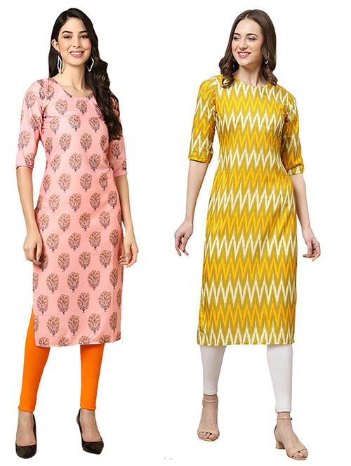 pack off 2 printed straight kurta - 19305621 - Very Small Image - 1