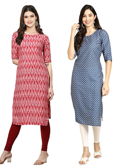 pack off 2 printed straight kurta - 19305639 - Very Small Image - 1