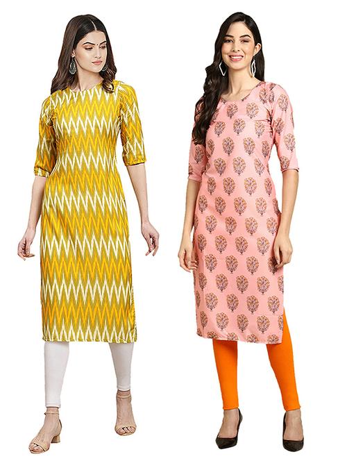 pack off 2 printed straight kurta - 19305642 - Very Small Image - 1
