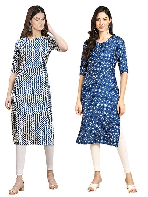 pack off 2 printed straight kurta - 19305649 - Very Small Image - 1