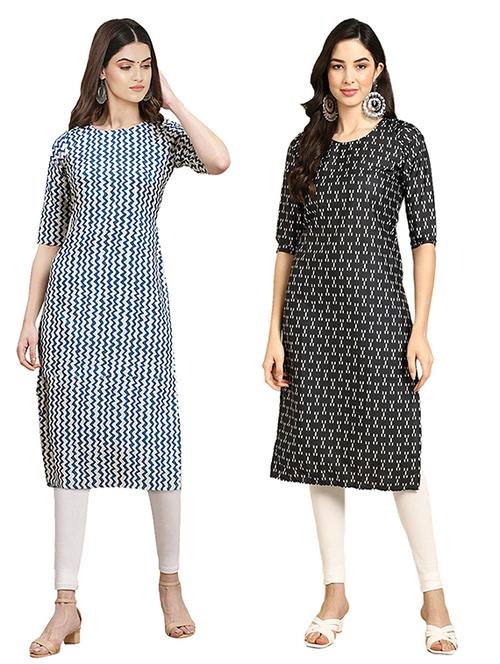 pack off 2 printed straight kurta - 19305651 - Very Small Image - 1