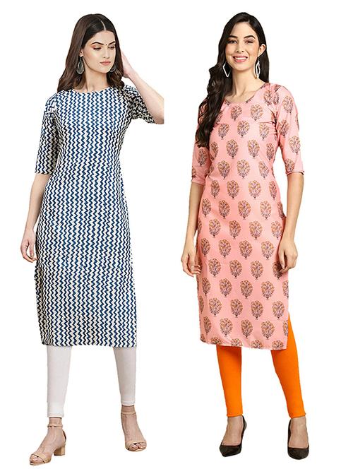 pack off 2 printed straight kurta - 19305652 - Very Small Image - 1