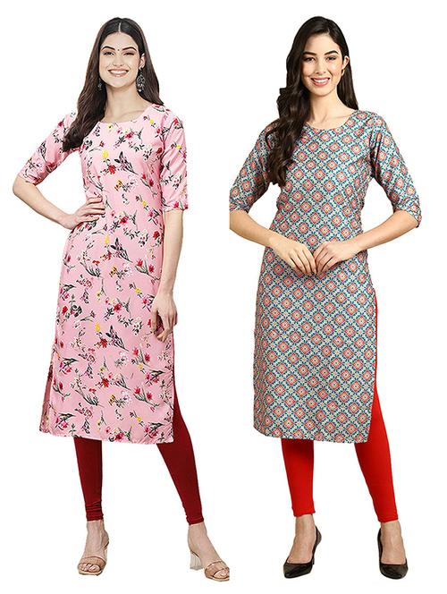 pack off 2 printed straight kurta - 19305684 - Very Small Image - 1