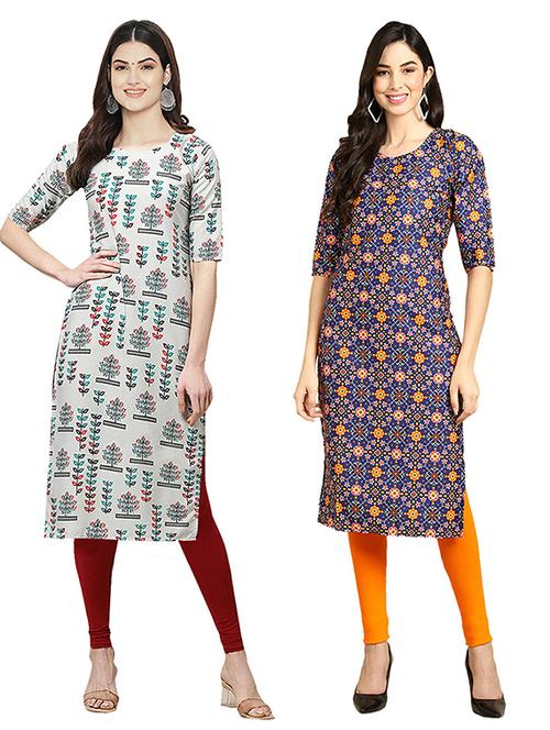 pack off 2 printed straight kurta - 19305687 - Very Small Image - 1