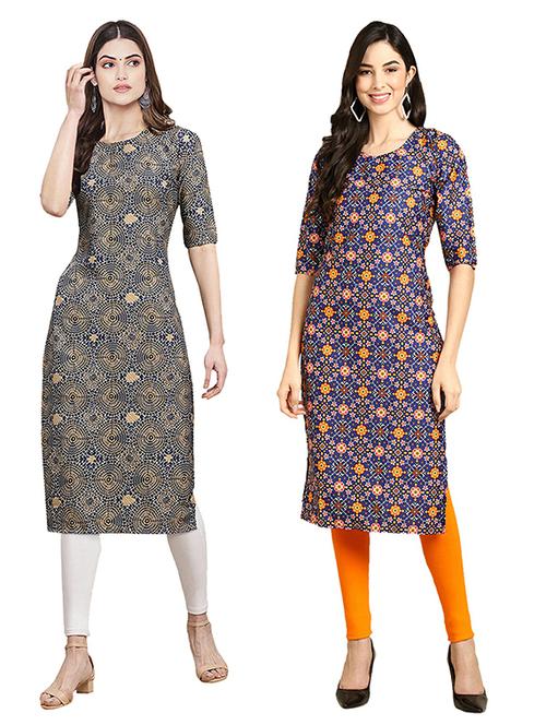 pack off 2 printed straight kurta - 19305692 - Very Small Image - 1