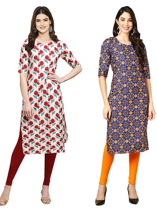 pack off 2 printed straight kurta - 19305696 - Very Small Image - 1