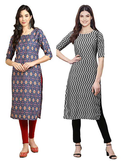pack off 2 printed straight kurta - 19305714 - Very Small Image - 1