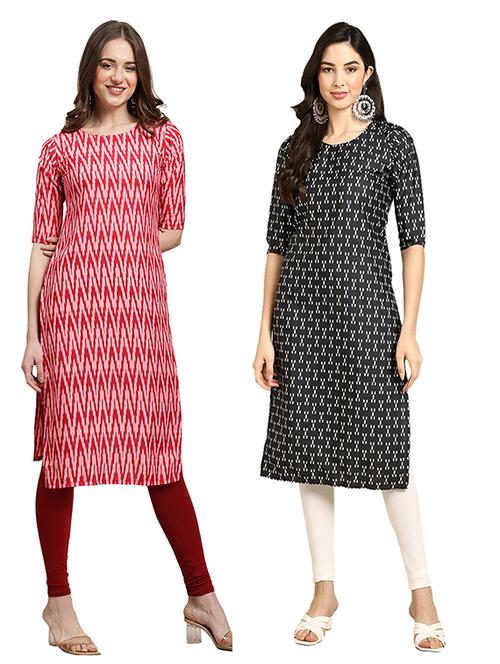 pack off 2 printed straight kurta - 19305749 - Very Small Image - 1
