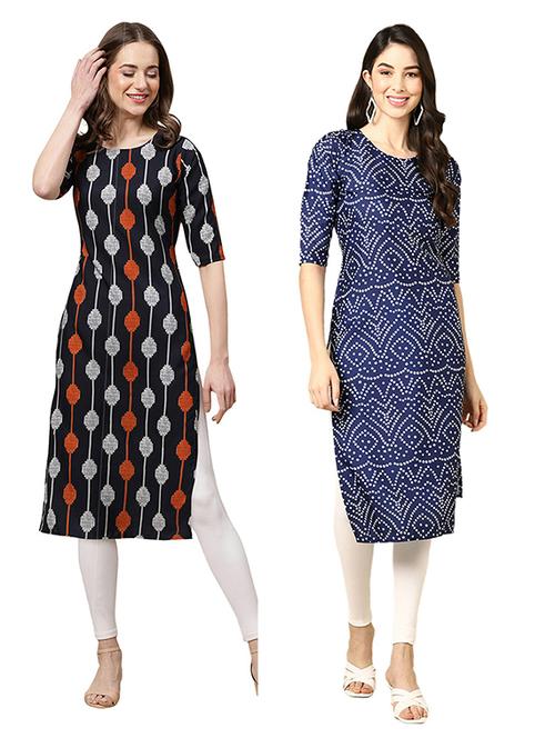 pack off 2 printed straight kurta - 19305755 - Very Small Image - 1