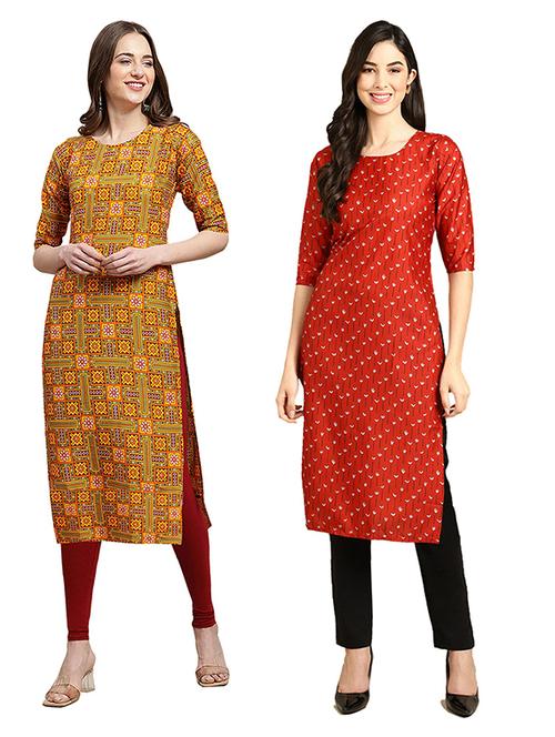 pack off 2 printed straight kurta - 19305765 - Very Small Image - 1