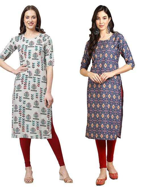 pack off 2 printed straight kurta - 19305785 - Very Small Image - 1
