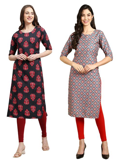 pack of 2 printed straight kurta - 19305802 - Very Small Image - 1