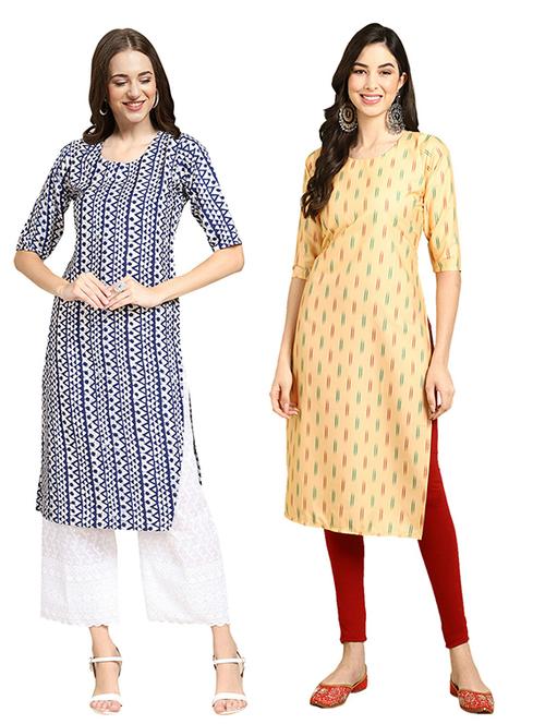 pack off 2 printed straight kurta - 19305809 - Very Small Image - 1