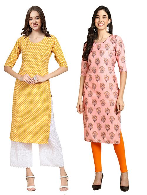 pack off 2 printed straight kurta - 19305816 - Very Small Image - 1