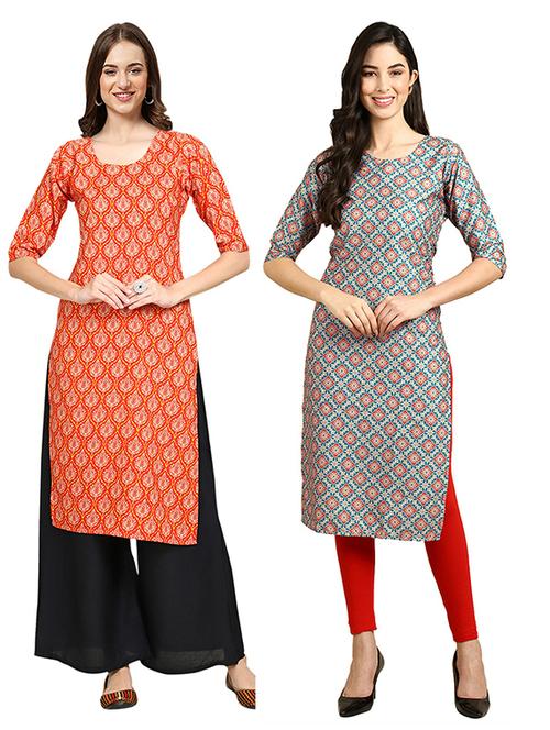 pack off 2 printed straight kurta - 19305829 - Very Small Image - 1