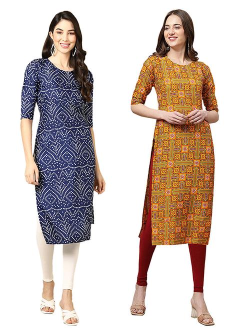pack off 2 printed straight kurta - 19305842 - Very Small Image - 1