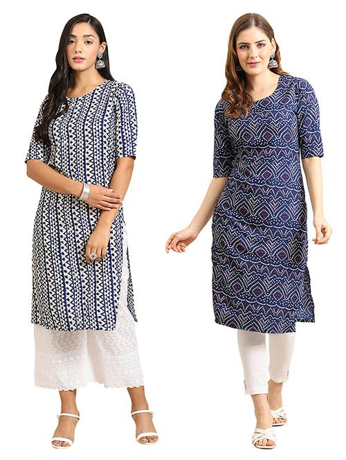 pack off 2 printed straight kurta - 19305871 - Very Small Image - 1