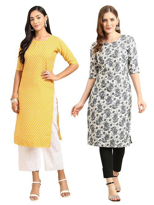 pack off 2 printed straight kurta - 19305876 - Very Small Image - 1