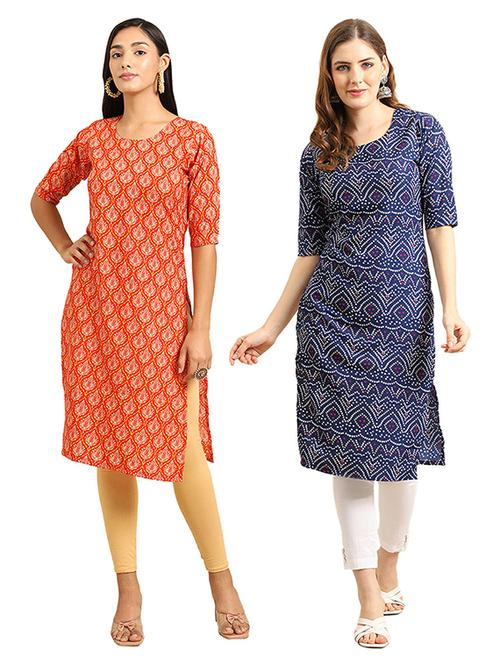 pack off 2 printed straight kurta - 19305889 - Very Small Image - 1