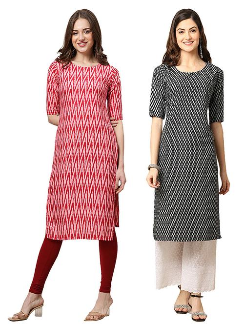 pack off 2 printed straight kurta - 19305910 - Very Small Image - 1