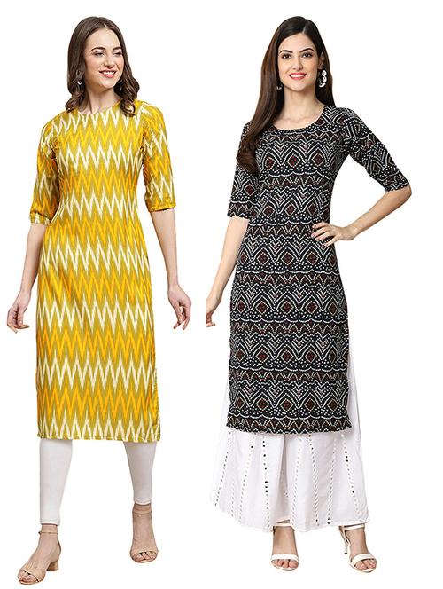 pack off 2 printed straight kurta - 19305912 - Very Small Image - 1