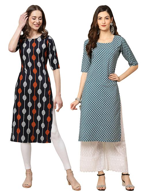 pack off 2 printed straight kurta - 19305915 - Very Small Image - 1