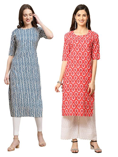 pack off 2 printed straight kurta - 19305917 - Very Small Image - 1