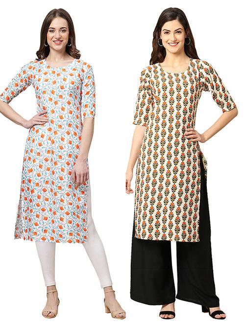 pack off 2 printed straight kurta - 19305928 - Very Small Image - 1